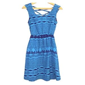 Teal blue print dress XS
